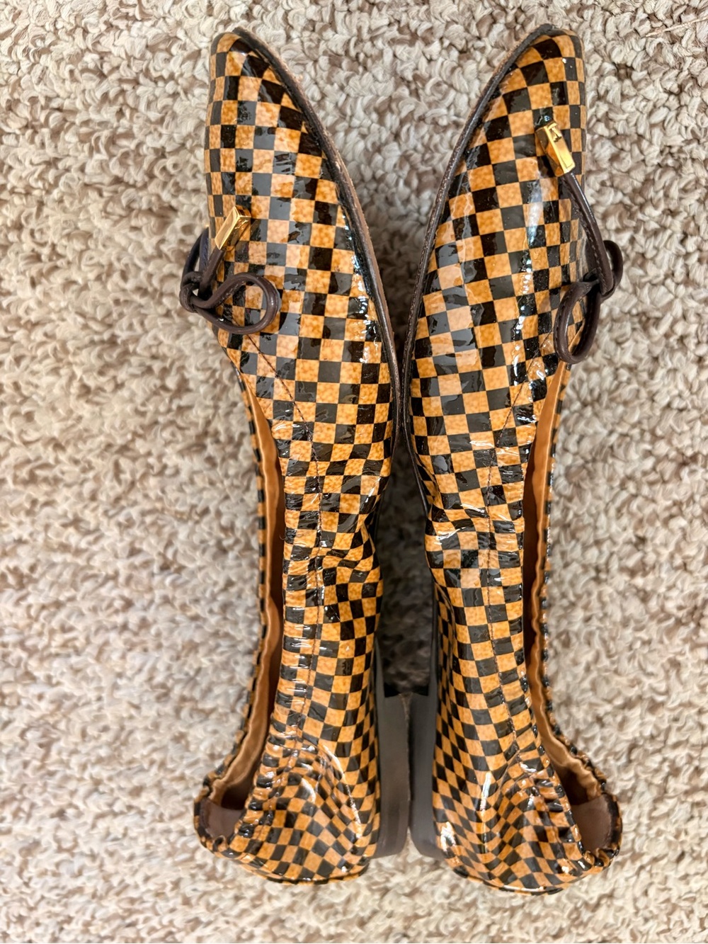 Louis Vuitton Damier Ebene Checkered Brown & Black Ballet Flats - Picture 4 of 5